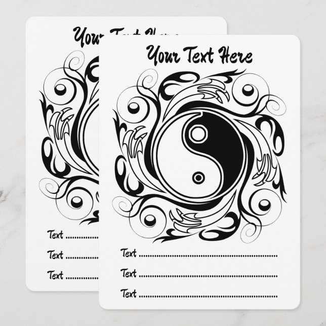 Programa Símbolo de Yin & Yang estilo de tatuaje en negro y (Anverso / Reverso)