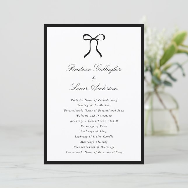 Programa Simple Bow Classic Wedding (Anverso de pie)