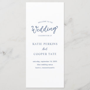 Programa Simple clásica formal Dusty Blue Elegant Wedding