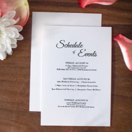 Programa simple de Boda de caligrafía blanca negra