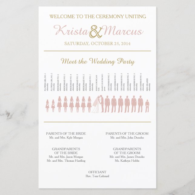 Programa simple de bodas de siluetas (Anverso)