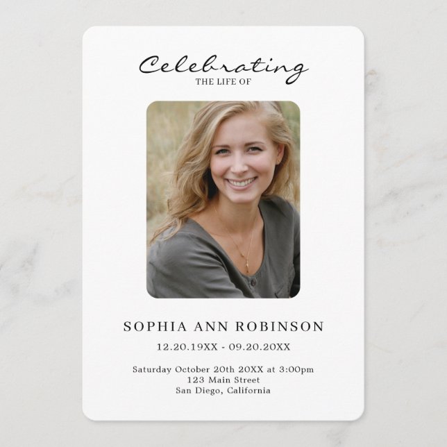 Programa Simple Foto Funeral Orden De Servicio (Anverso)