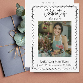 Programa Simple Leaf Funeral Celebration of Life