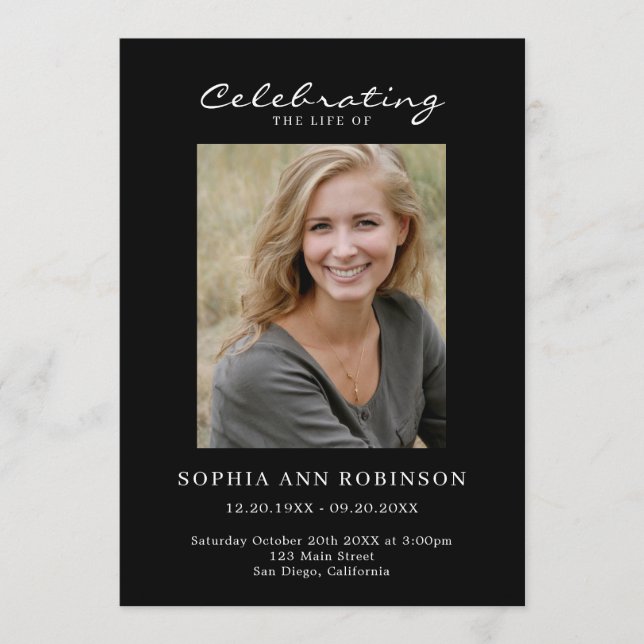 Programa Simple Photo Memorial Order Of Service Black (Anverso)