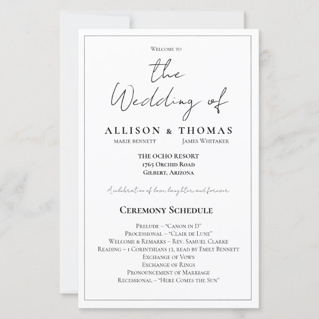 Programa Simple Script Black and White Wedding (Anverso)