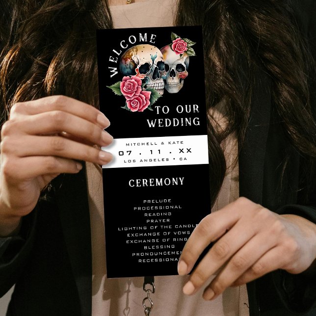Programa Skulls y Rosas Boda negro (Skulls & Roses Black Wedding Program
)