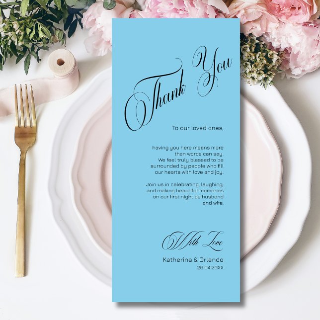 Programa Sky Blue Modern Place Setting Thank You Card (Subido por el creador)