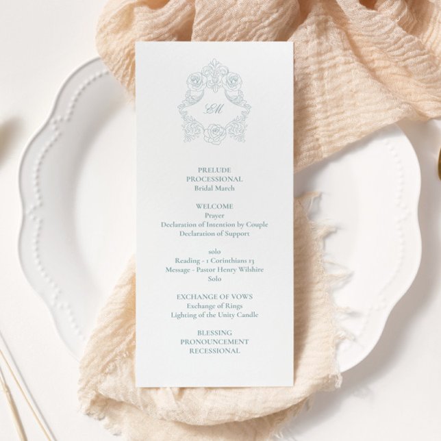 Programa Sofisticado Boda Azul Dusty Script Clásico (Subido por el creador)