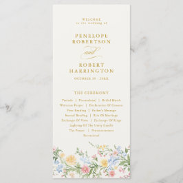 Programa Soft Pastel Ornate Spring Gold Floral Wedding