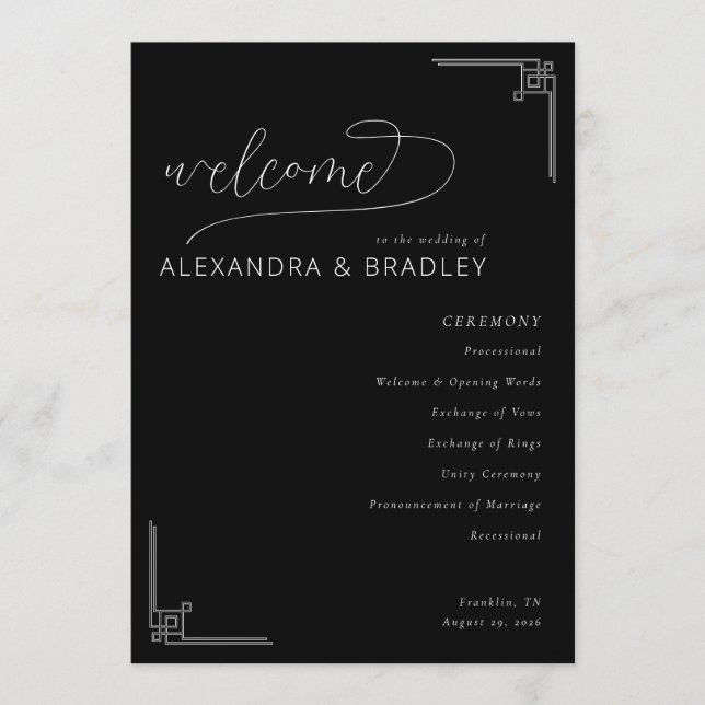 Programa Sophisticated Black Geometric Wedding Ceremony (Anverso)