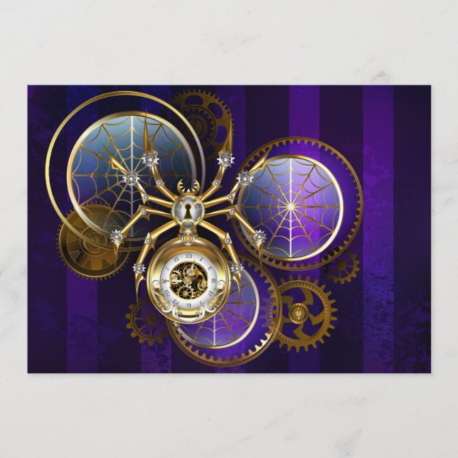 Programa Spider Steampunk sobre fondo morado (Anverso)