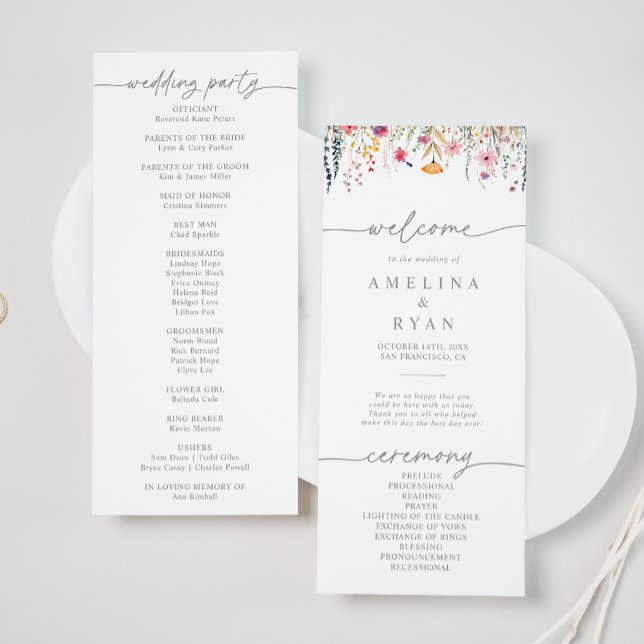 Programa Spring Colorful Wildflower Wedding Program (Subido por el creador)