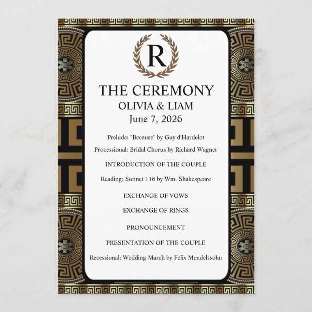 Programa Sr. y Sra. Formal Clásico Griego Llave de la Vida (Anverso)