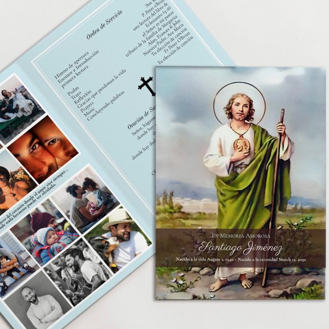 Programa St Jude Spanish Funeral Programs, Folded Program (catholic, religious, celebration of life, in loving memory of, funeral programs, obituary)