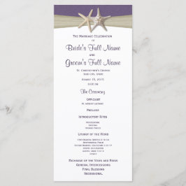 Programa Starfish and Burlap Purple Beach Wedding