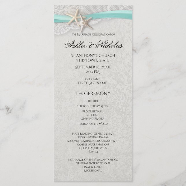 Programa Starfish and Lace Gray Wedding (Anverso)