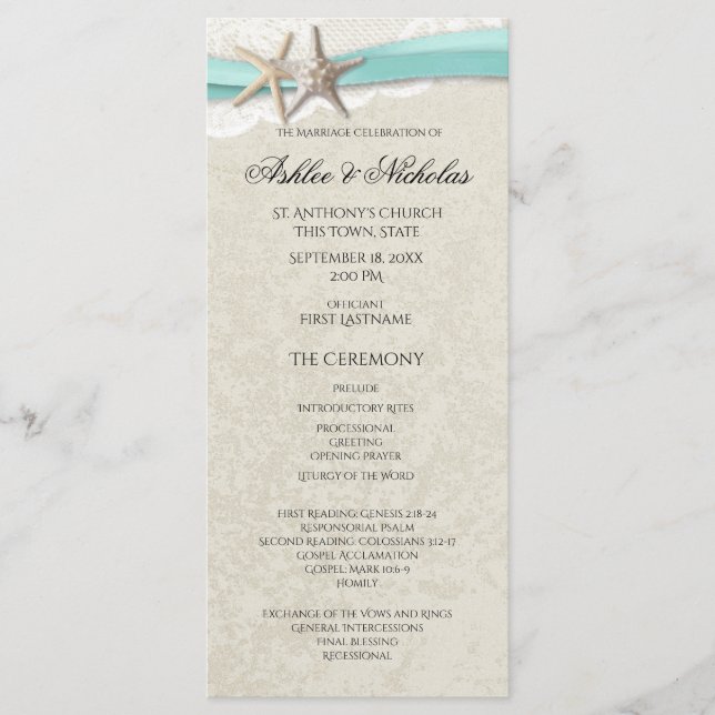 Programa Starfish and Lace Wedding (Anverso)