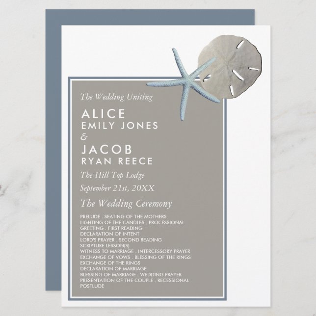 Programa Starfish and Sand Dollar - Boda en la playa (Anverso / Reverso)