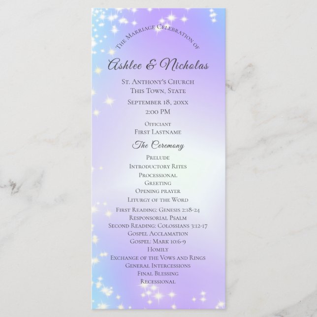 Programa Starry Purple and Blue Sparkle Wedding (Anverso)