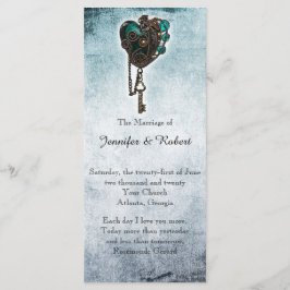 Programa Steampunk Verde azulada Heart Wedding