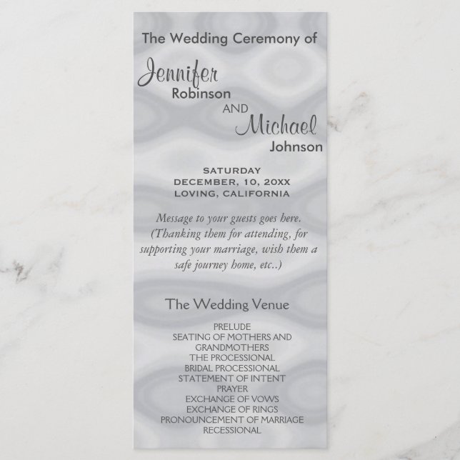 Programa Subtle Silver Wedding Program (Anverso)