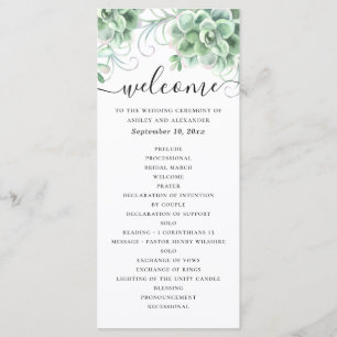 Programa Suculentas acuarela. Boda de cactus floral