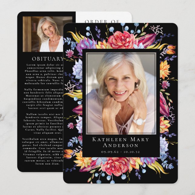 Programa Suculento Servicio de Memorial de Fotos Florales (Anverso / Reverso)