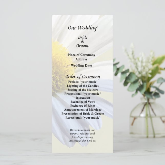 Programa Suministros de boda Daisy Shadow y Light (Anverso de pie)