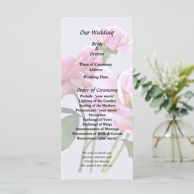 Programa Suministros de Boda de Rosas Miniatura Rosadas (Anverso de pie)