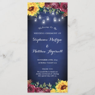 Programa Sunflower Mason Jar Ilumina Boda Azul de la Marina
