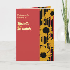 Programa Sunflower Sunset Coral Gold Modern Wedding Photo