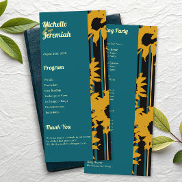 Programa Sunflower Teal Blue Gold Modern Wedding