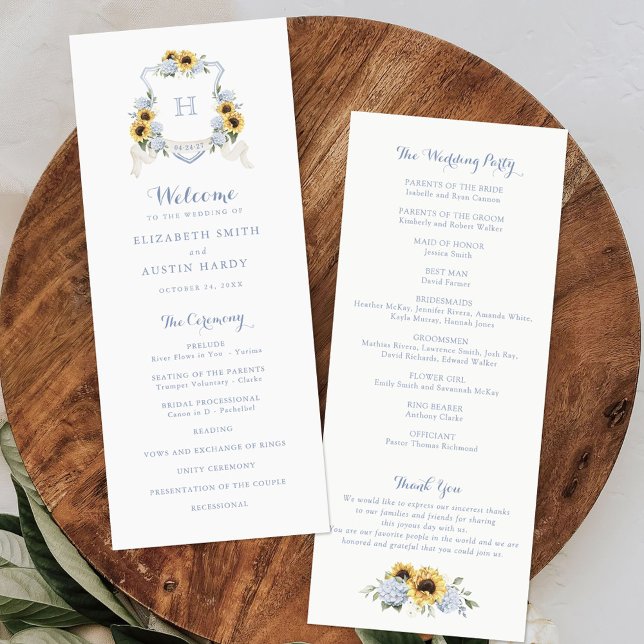 Programa Sunflowers Dusty Blue Hydrangea Escudo Boda (Subido por el creador)