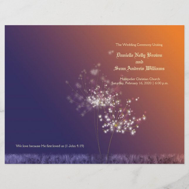 Programa Sunset Dandelions Bi Fold Wedding (Anverso)