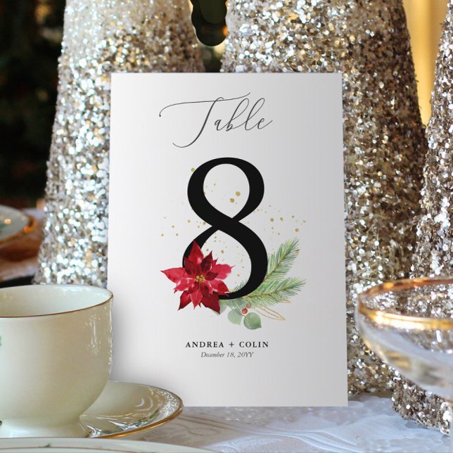 Programa Tabla número 8 Acuarela de oro y Botánica de vacac (Botanical Christmas Wedding / Event Table Number | No. 8 (For all numbers, see Collection below))