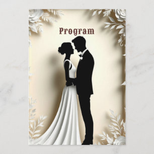 Programa Tema de boda de pareja abrazada con marfil floral