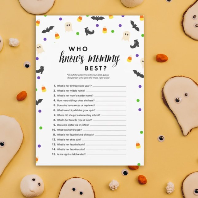 Programa Tema de Halloween quién conoce a mamá mejor juego  (Who knows mommy best - Halloween theme baby shower game)
