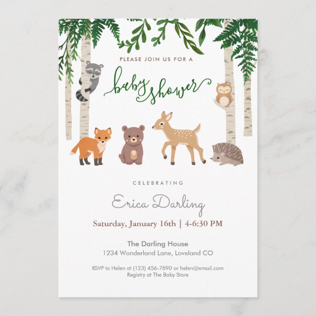 Programa Tema de la ducha de bebé en Woodland | sin matices (Anverso)