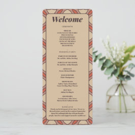 Programa Terracotta and Mauve Art Deco Wedding Program Card