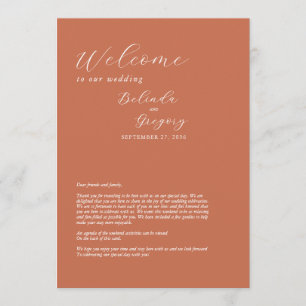 Programa Terracotta Elegant Script Boda Itinerario