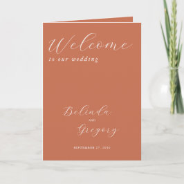 Programa Terracotta Elegant Script Boda Orden de servicio
