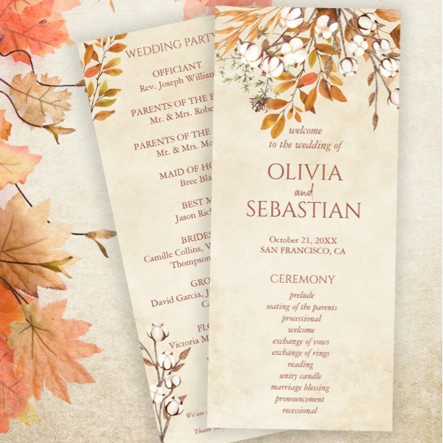 Programa Terracotta otoño deja Boho otoño Wedding (Subido por el creador)