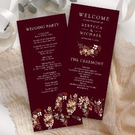 Programa Terracotta Wildflower Burgundy Wedding