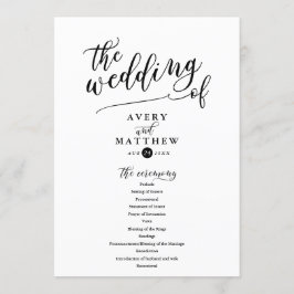 Programa Tipografía de guiones simples | Ceremonia Boda
