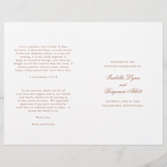 Programa tradicional de matrimonio formal de terra (Anverso)