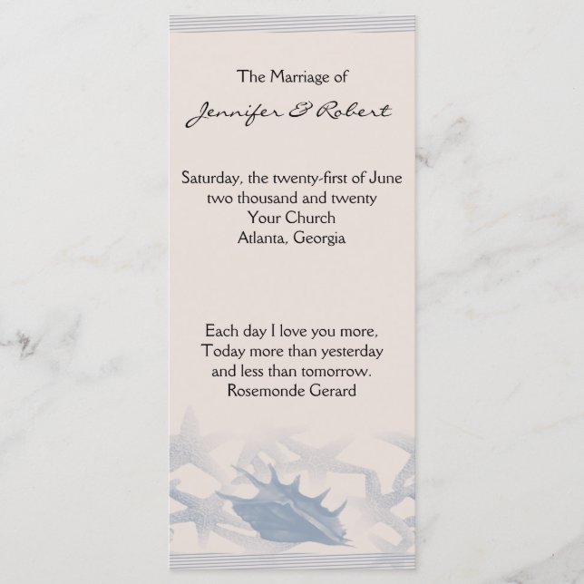 Programa Treasure by the Sea Wedding Program (Anverso)