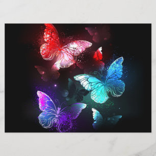 Programa Tres mariposas brillantes en el fondo nocturno