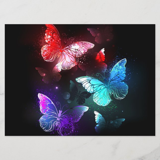 Programa Tres mariposas brillantes en el fondo nocturno (Anverso)