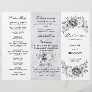 Programa Tri-Fold de Boda de Invierno de Marfil Gr