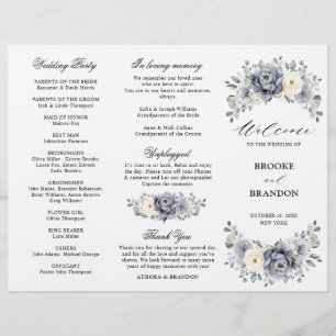 Programa Tri-Fold de Boda de Invierno de Marfil Gr